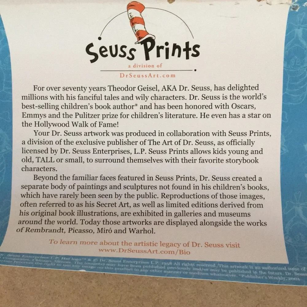 Dr Suess All the Places You’ll Go Wood Box Picture official Suess Prints EUC